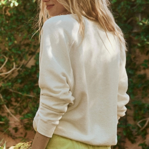 The Great. The College Sweatshirt Sailboat Palm Graphic Crewneck Washed White S - Picture 2 of 12